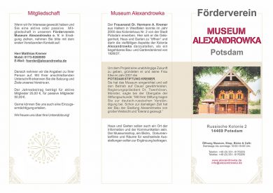 Flyer Förderverein Museum Alexandrowka
